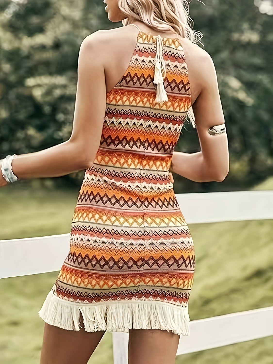 Sunflower Fringe Grecian Dress