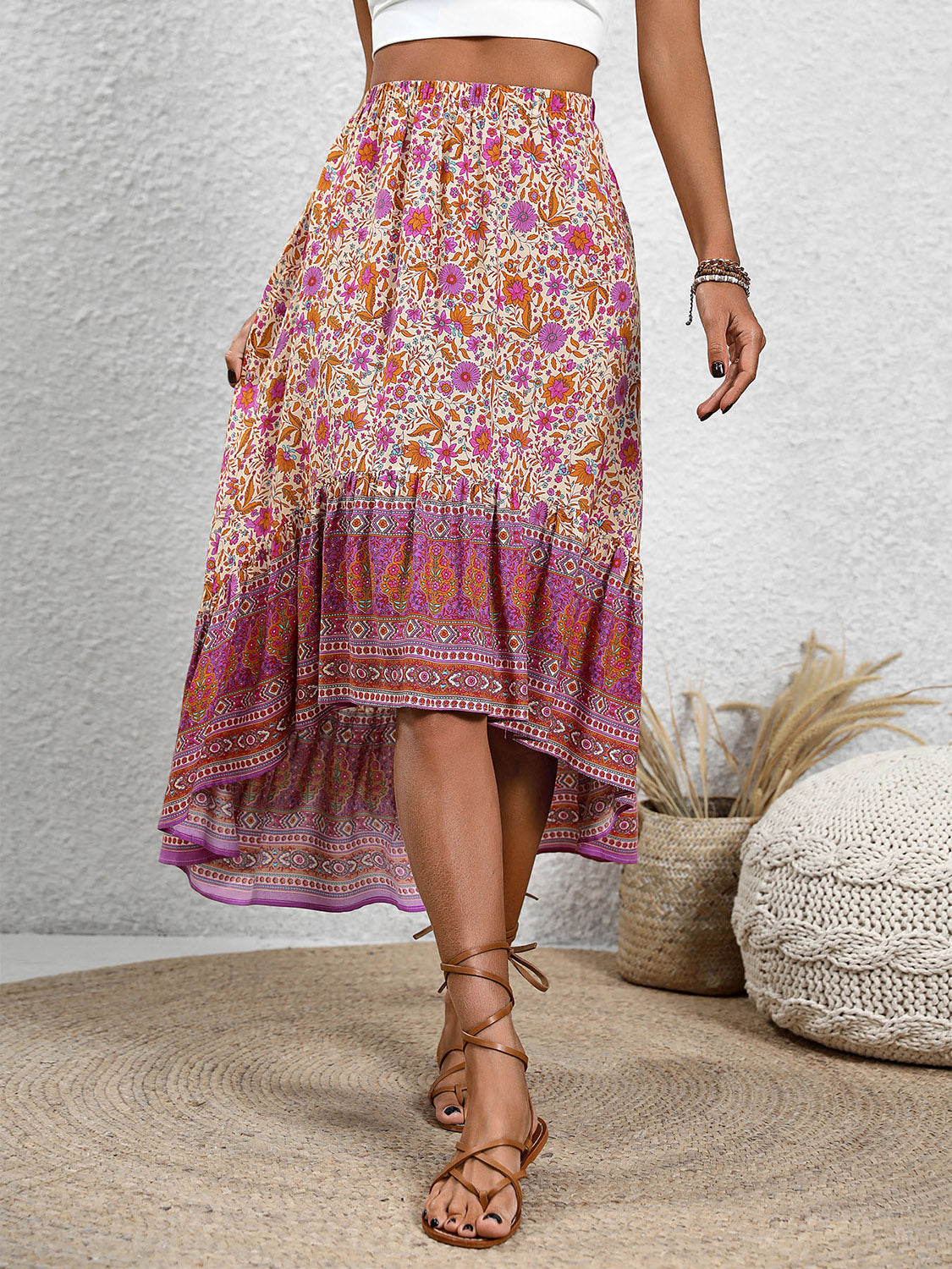 Rich Garden High-Low Skirt