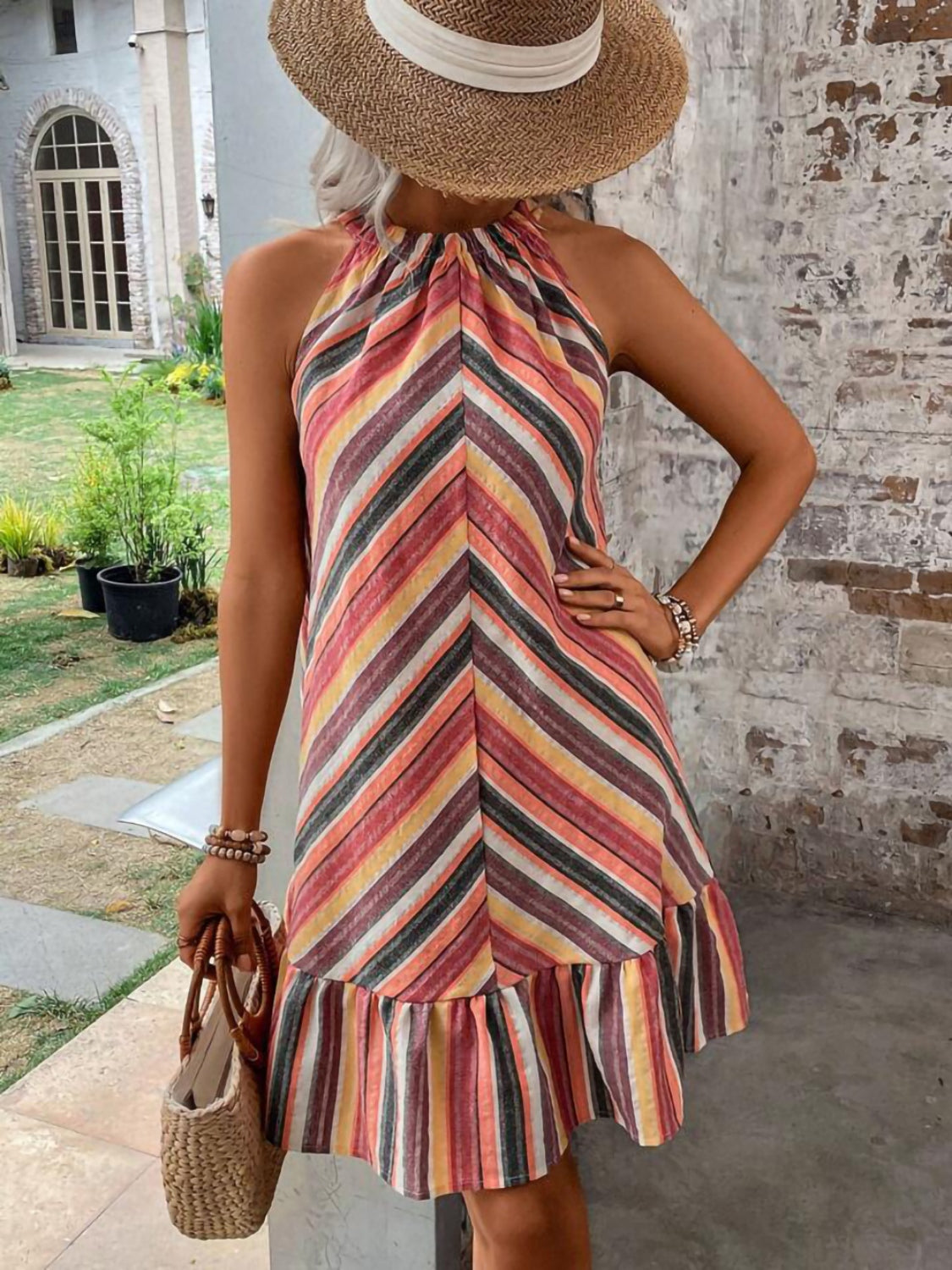 Sofia Striped Ruffled Dress