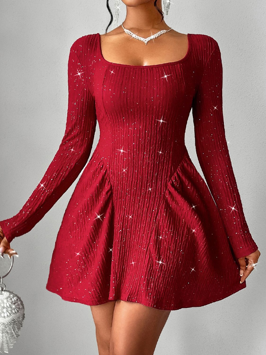 Crimson Starlight Mini Dress