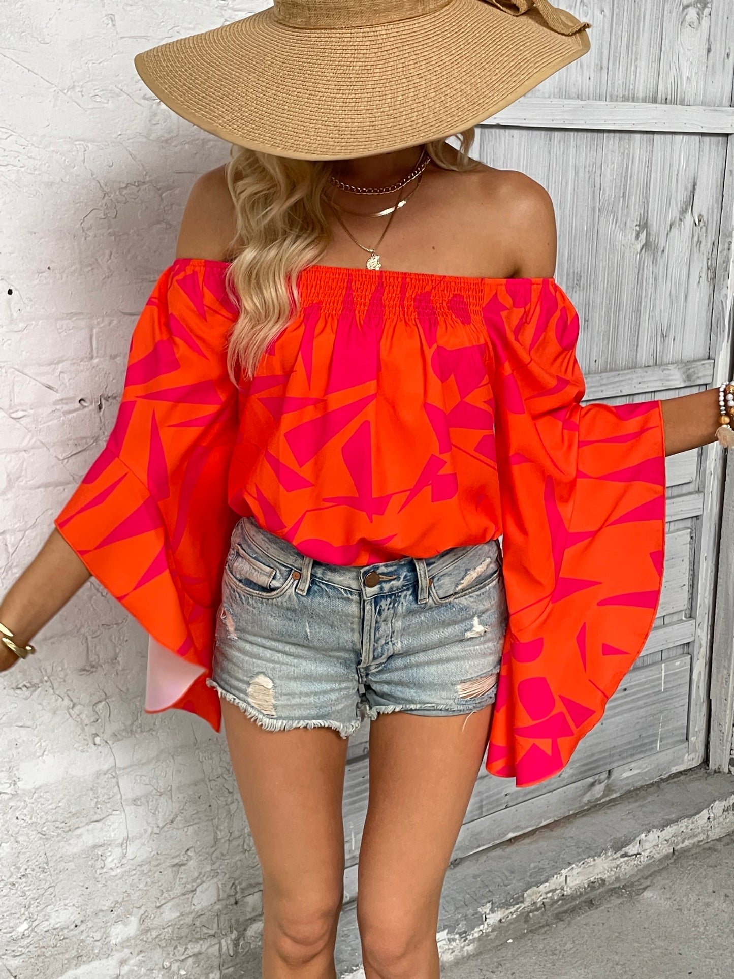 Mystic Maze Off-Shoulder Blouse