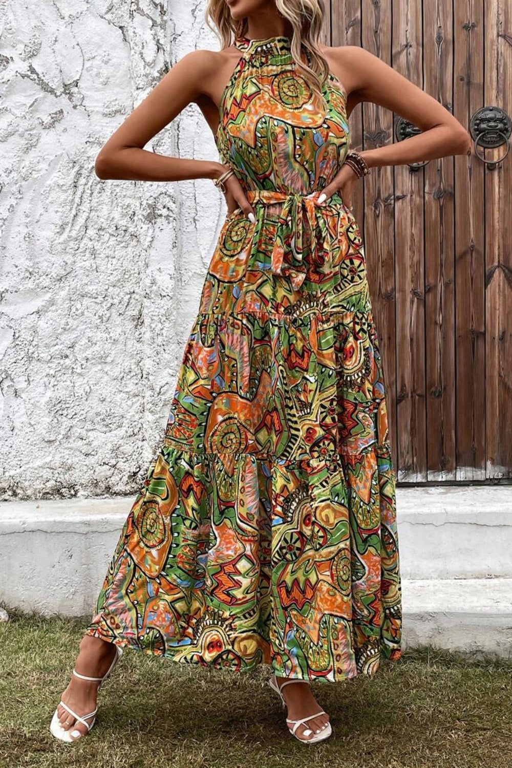 Garden Kiss Halter Maxi Dress