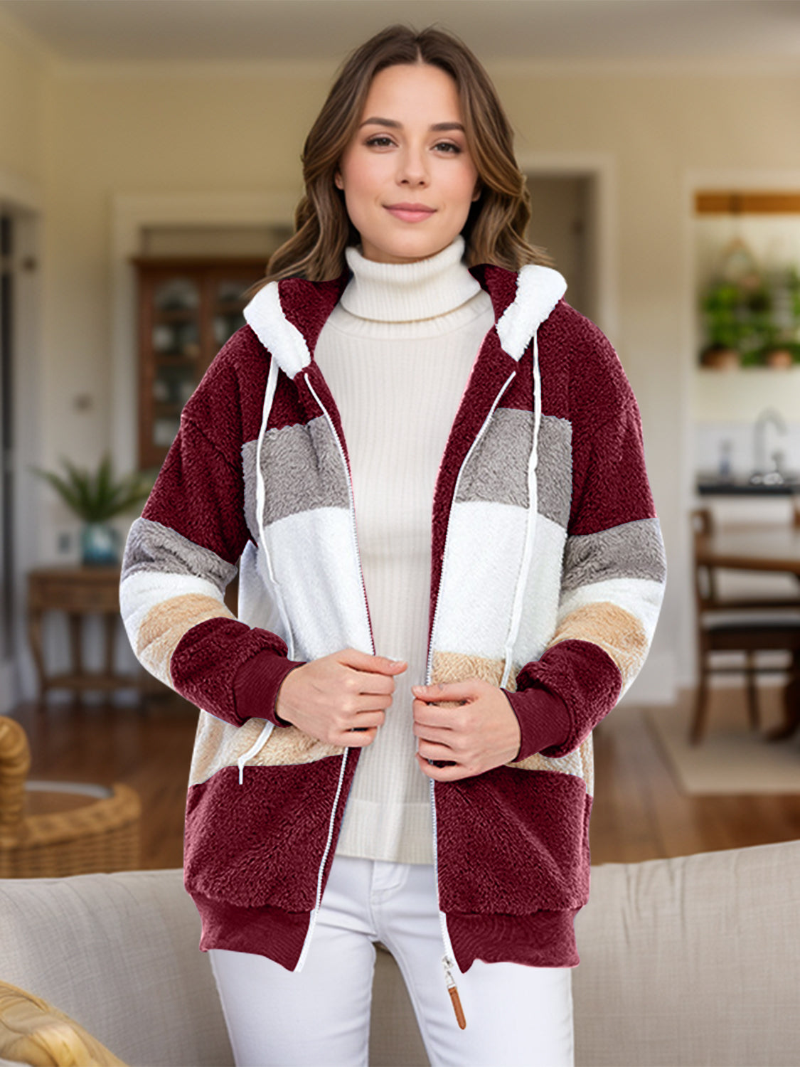 Everleigh Color Block Sherpa Hoodie