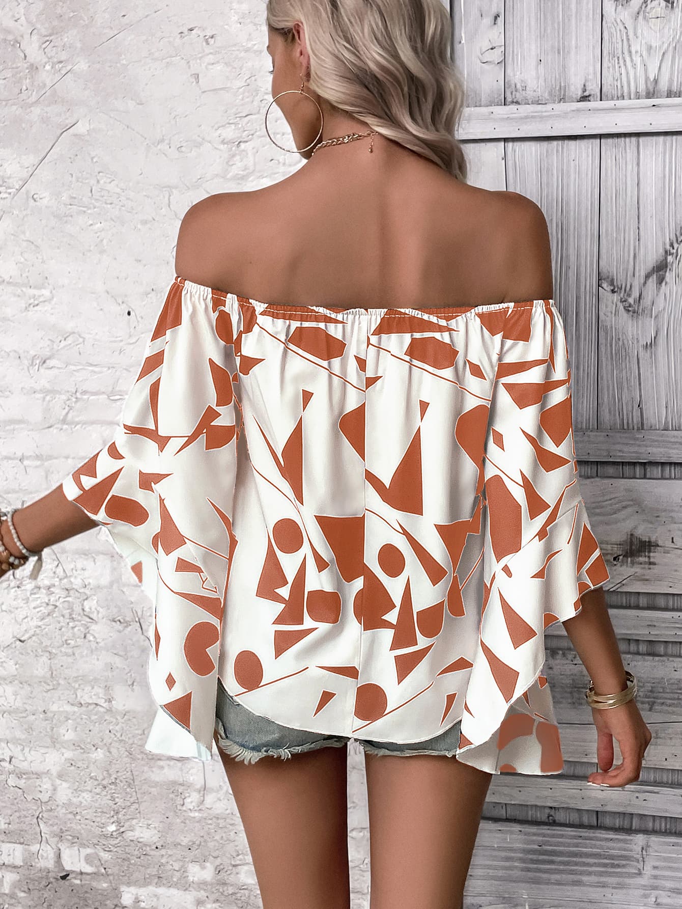 Mystic Maze Off-Shoulder Blouse
