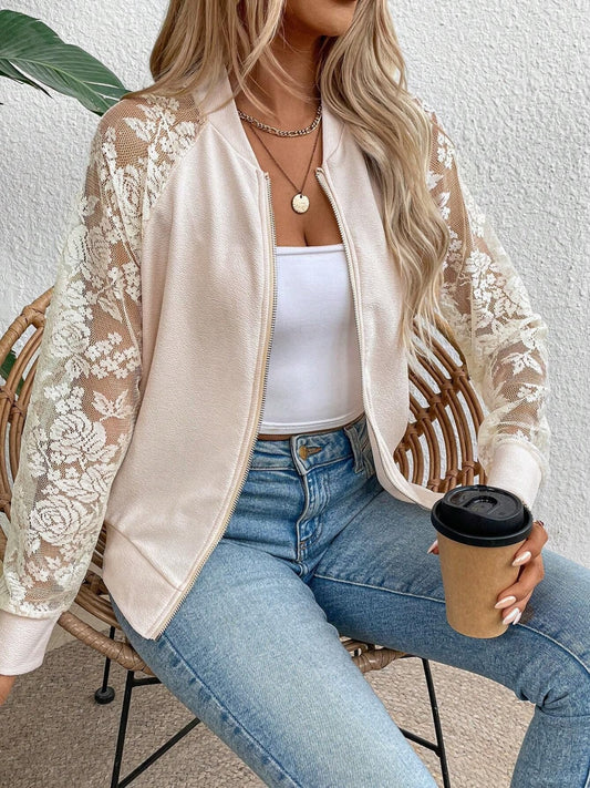 Soft Edge Lace Bomber Jacket