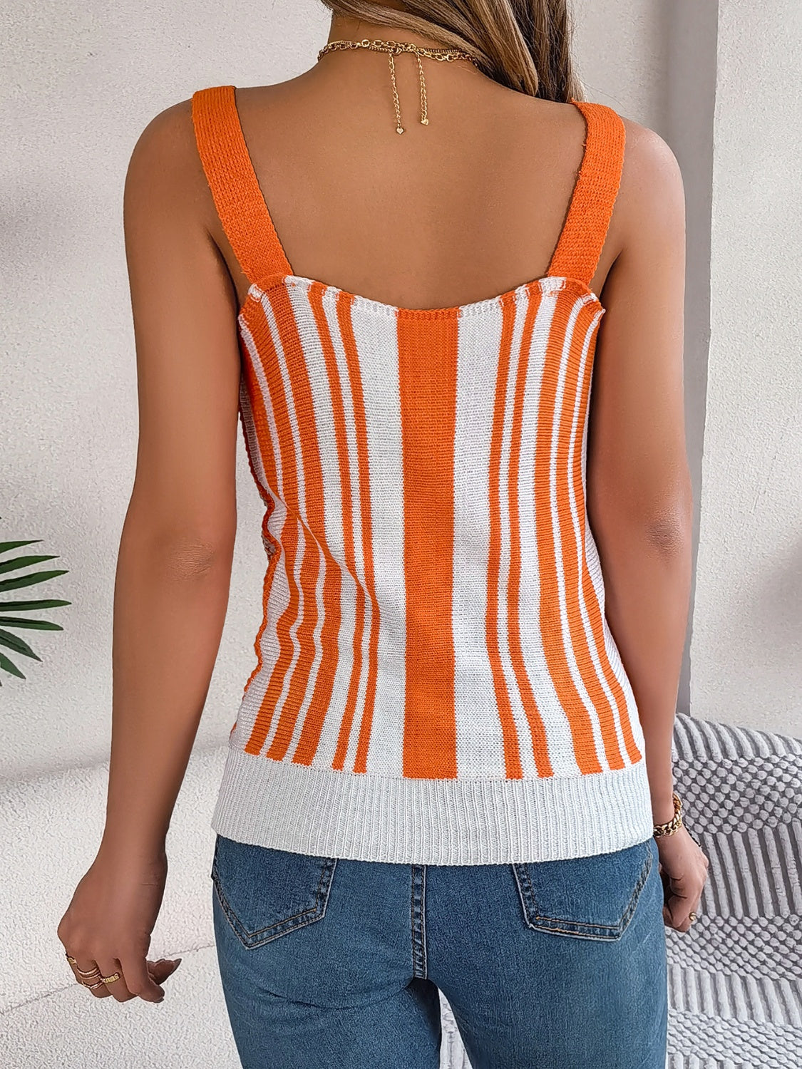 Breezy Stripes Open Knit Tank