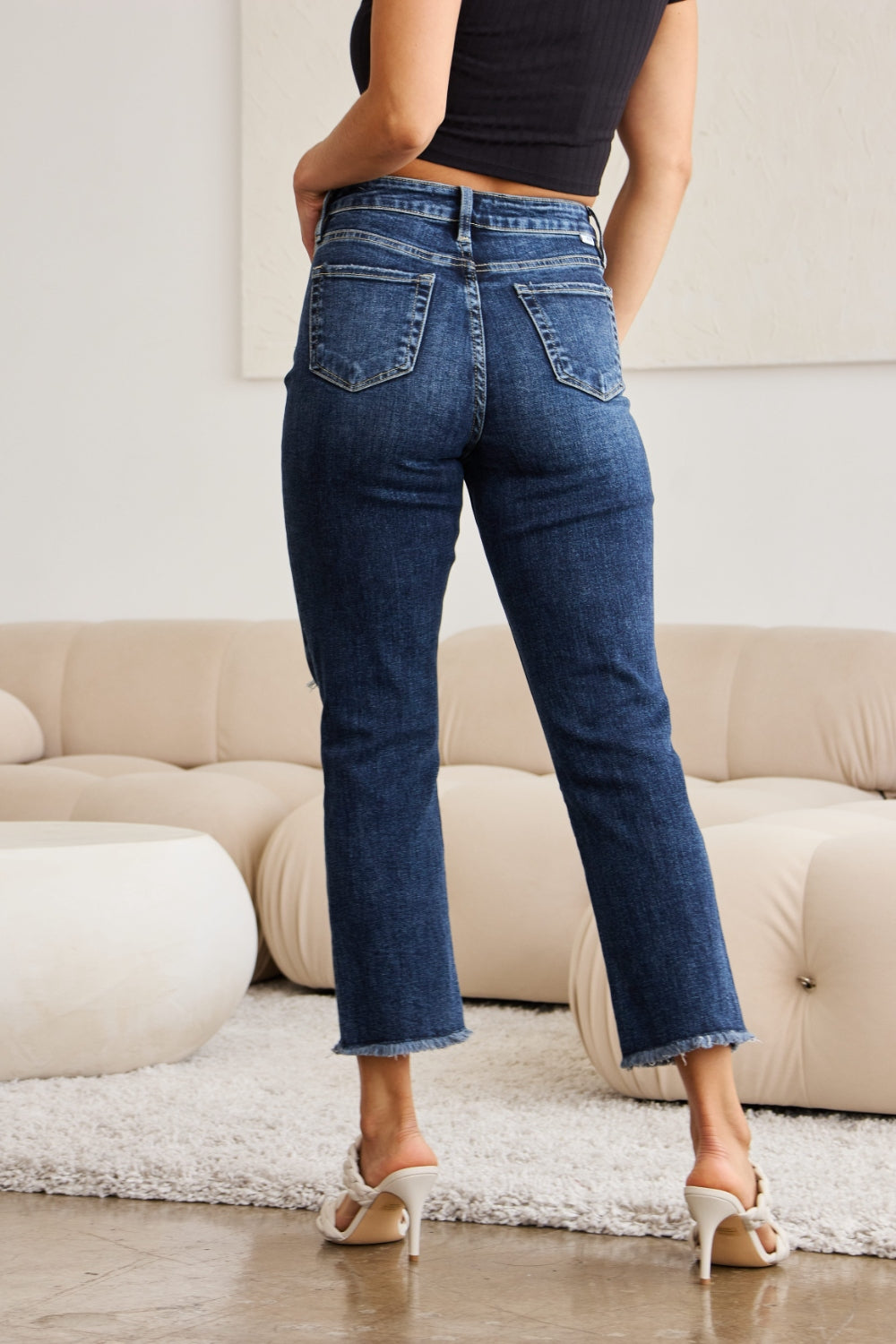 Sleek Control Distressed High Waist Jeans