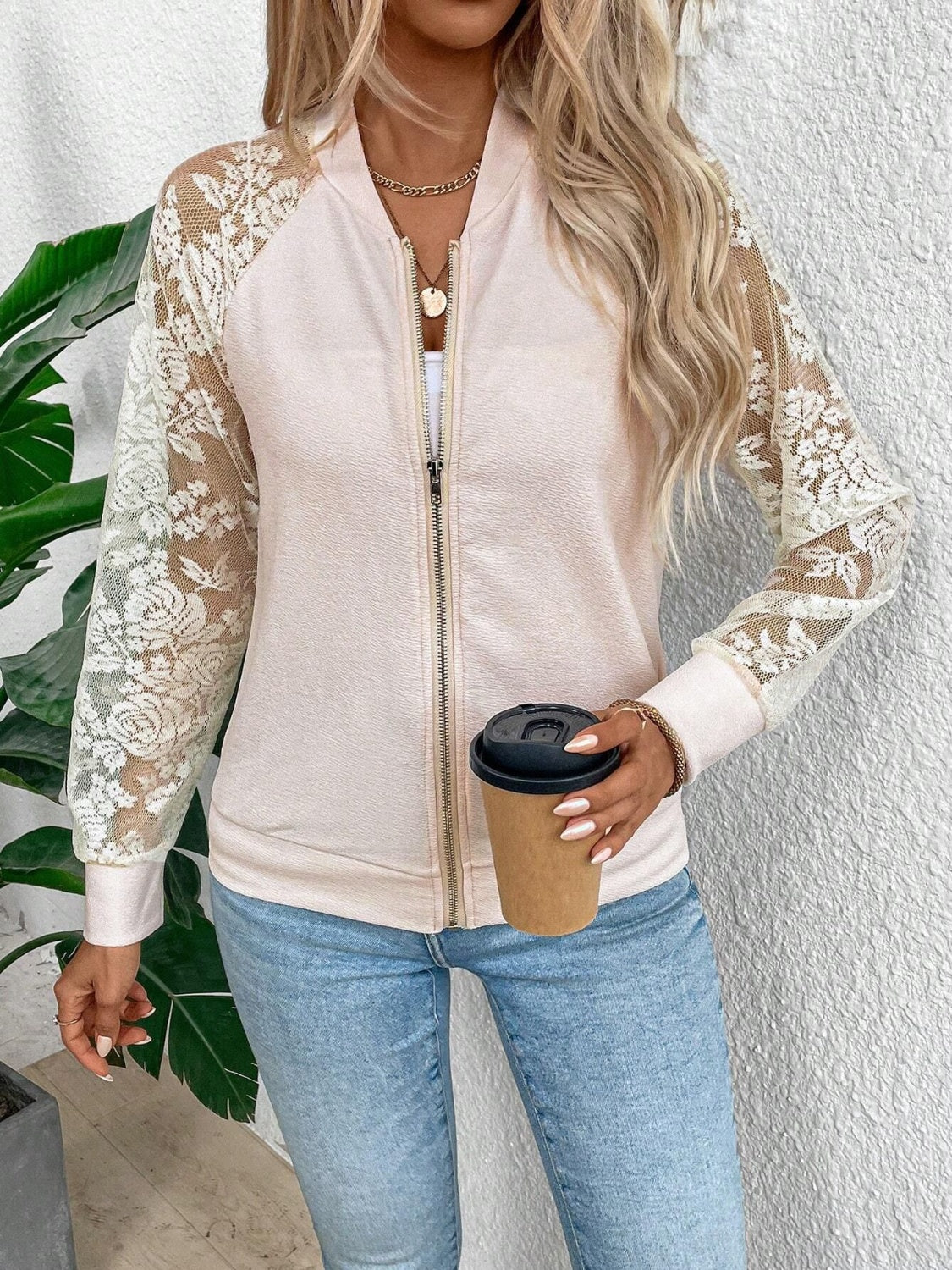 Soft Edge Lace Bomber Jacket