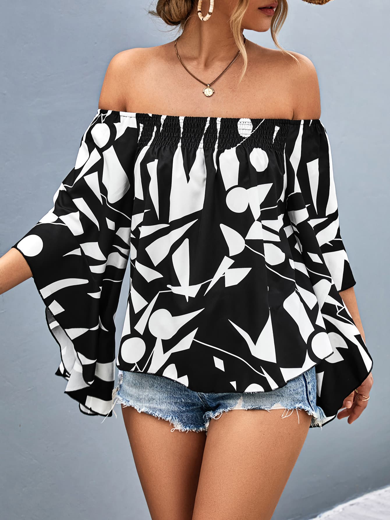 Mystic Maze Off-Shoulder Blouse