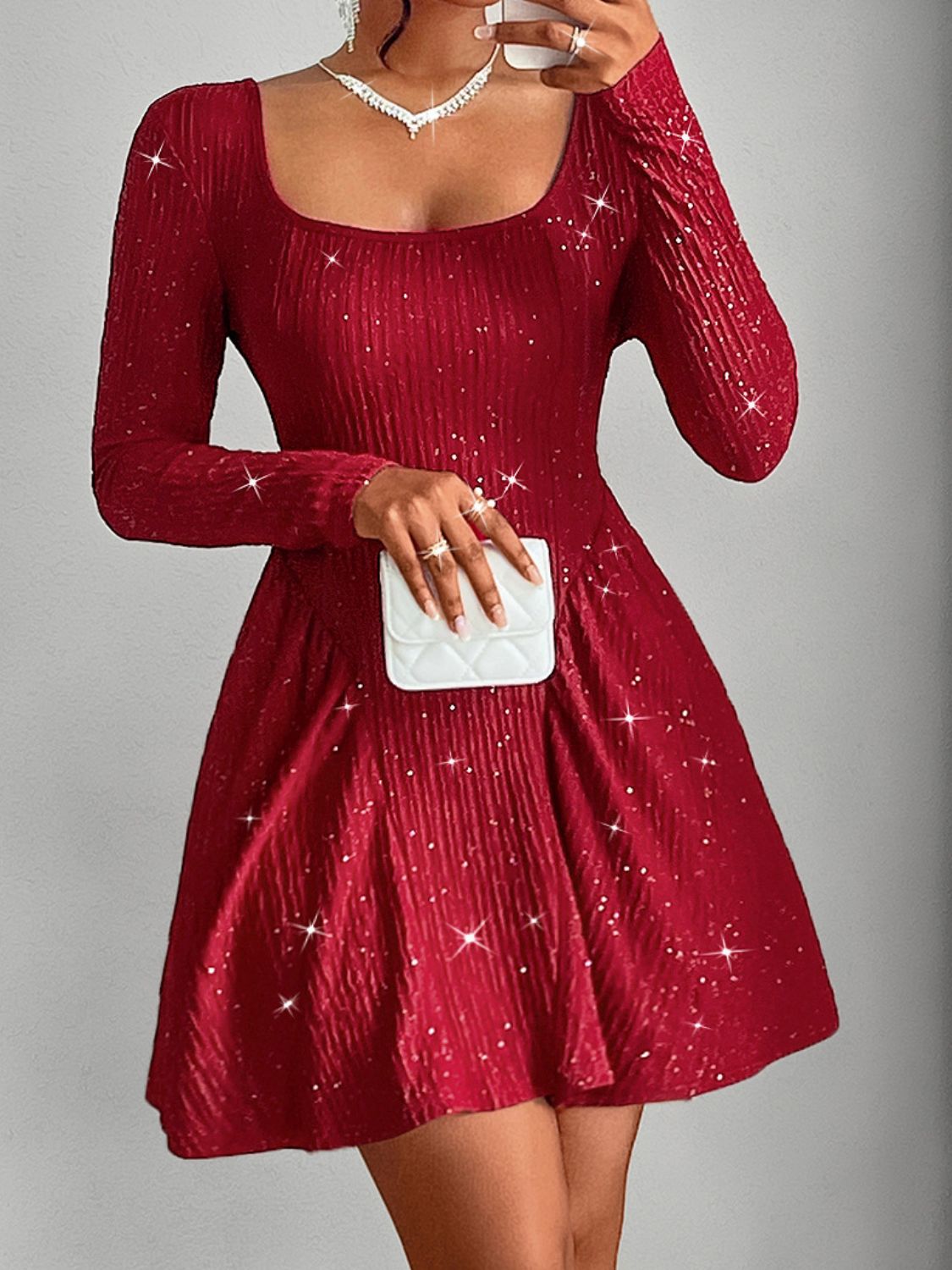 Crimson Starlight Mini Dress
