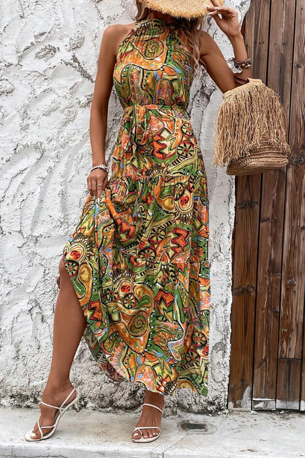 Garden Kiss Halter Maxi Dress