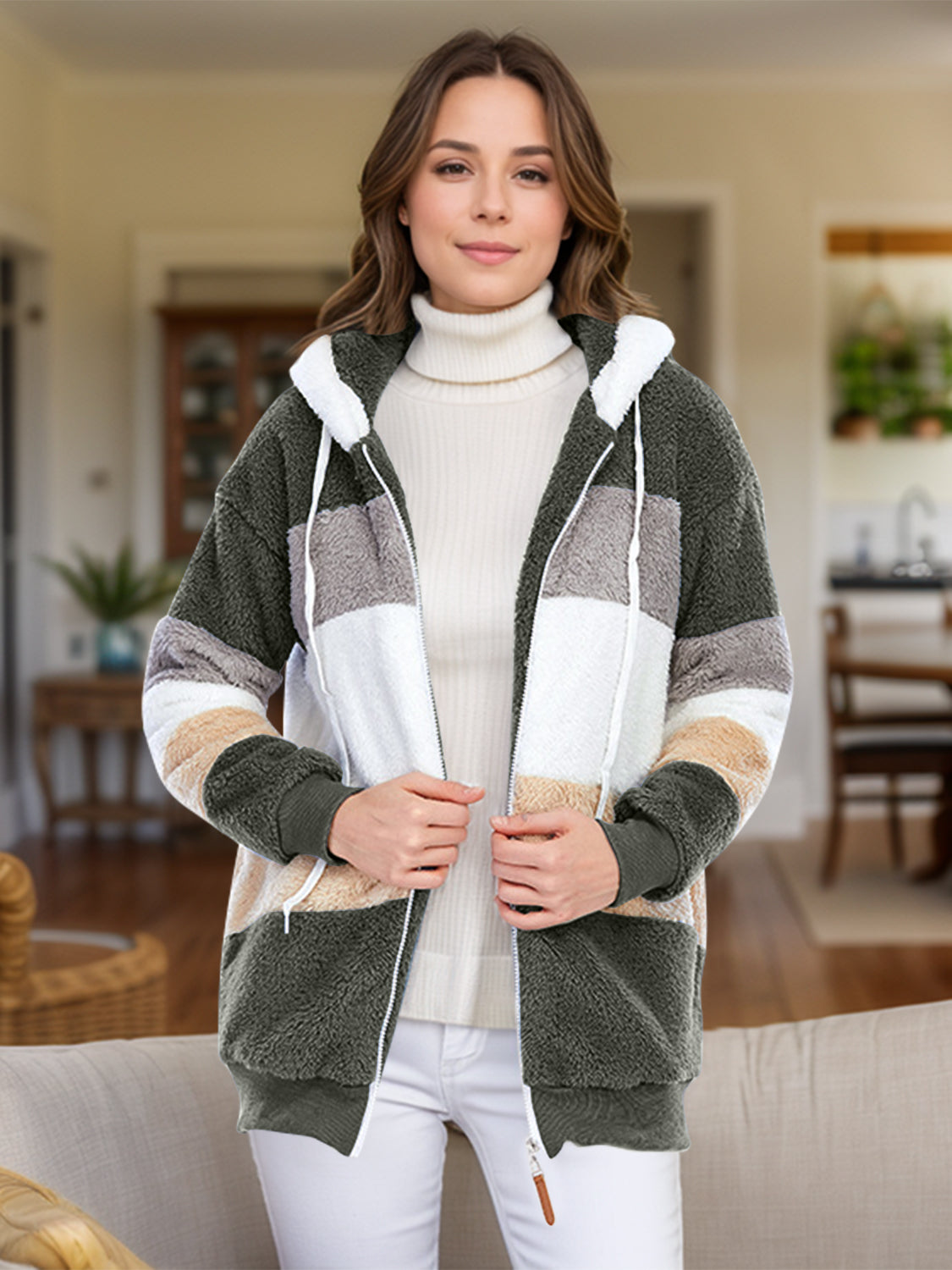 Everleigh Color Block Sherpa Hoodie