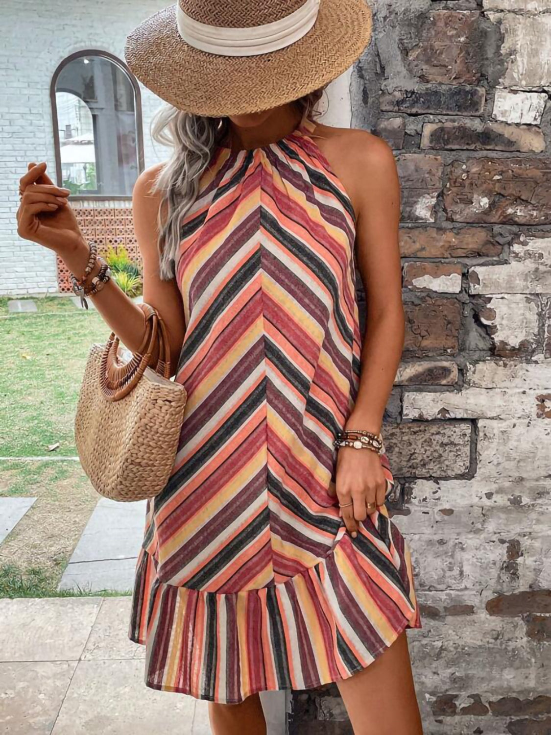 Sofia Striped Ruffled Dress