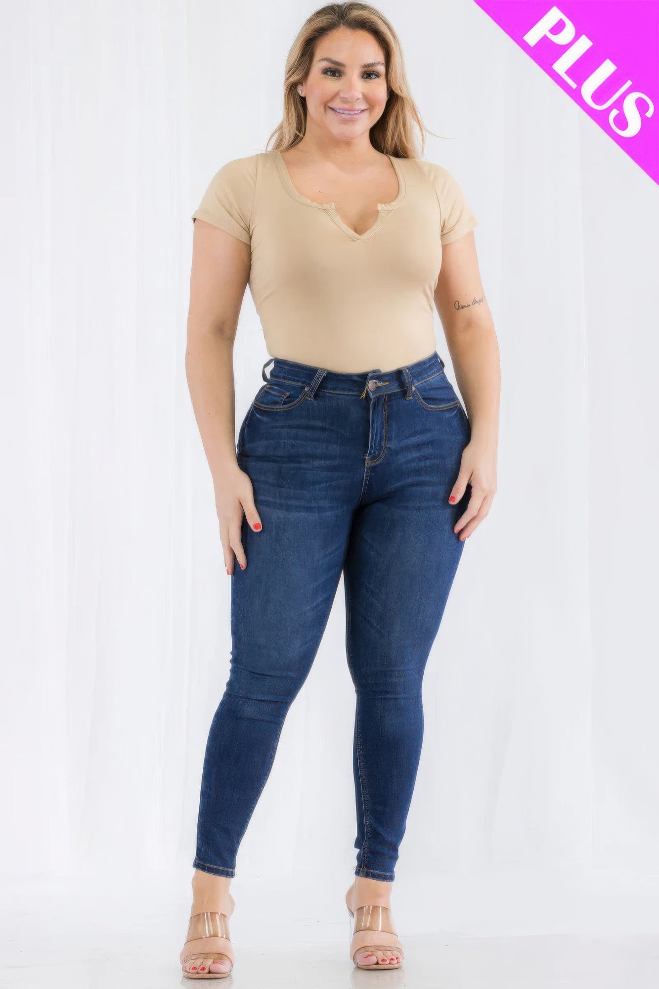 Split Charm Casual Curve Bodysuit