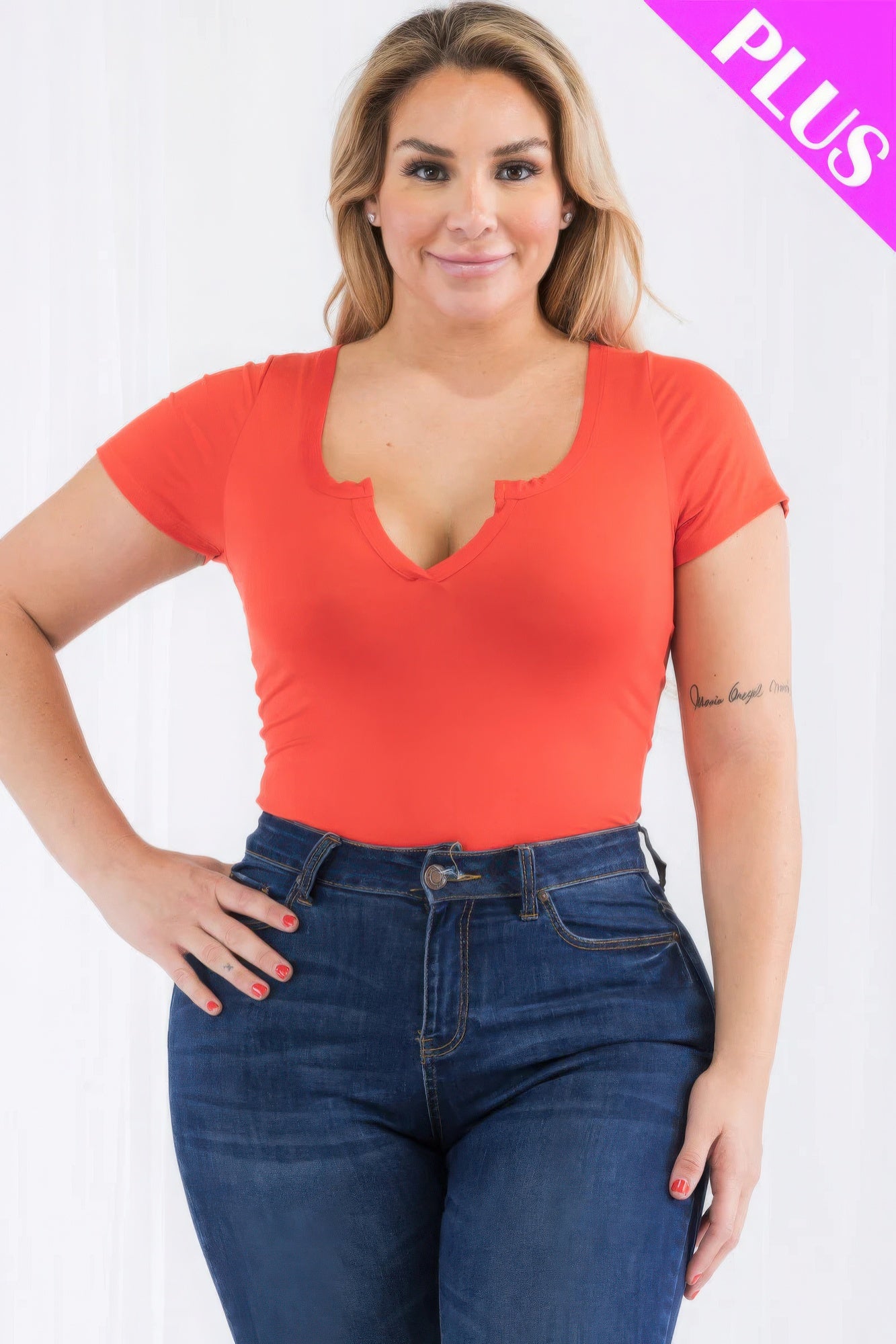 Split Charm Casual Curve Bodysuit