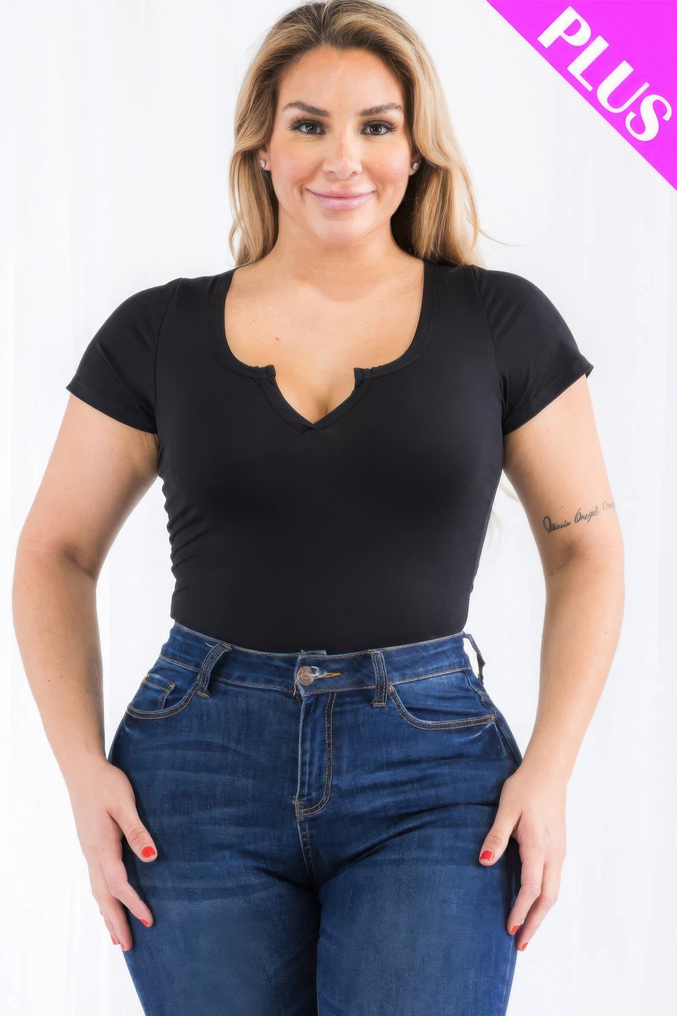 Split Charm Casual Curve Bodysuit
