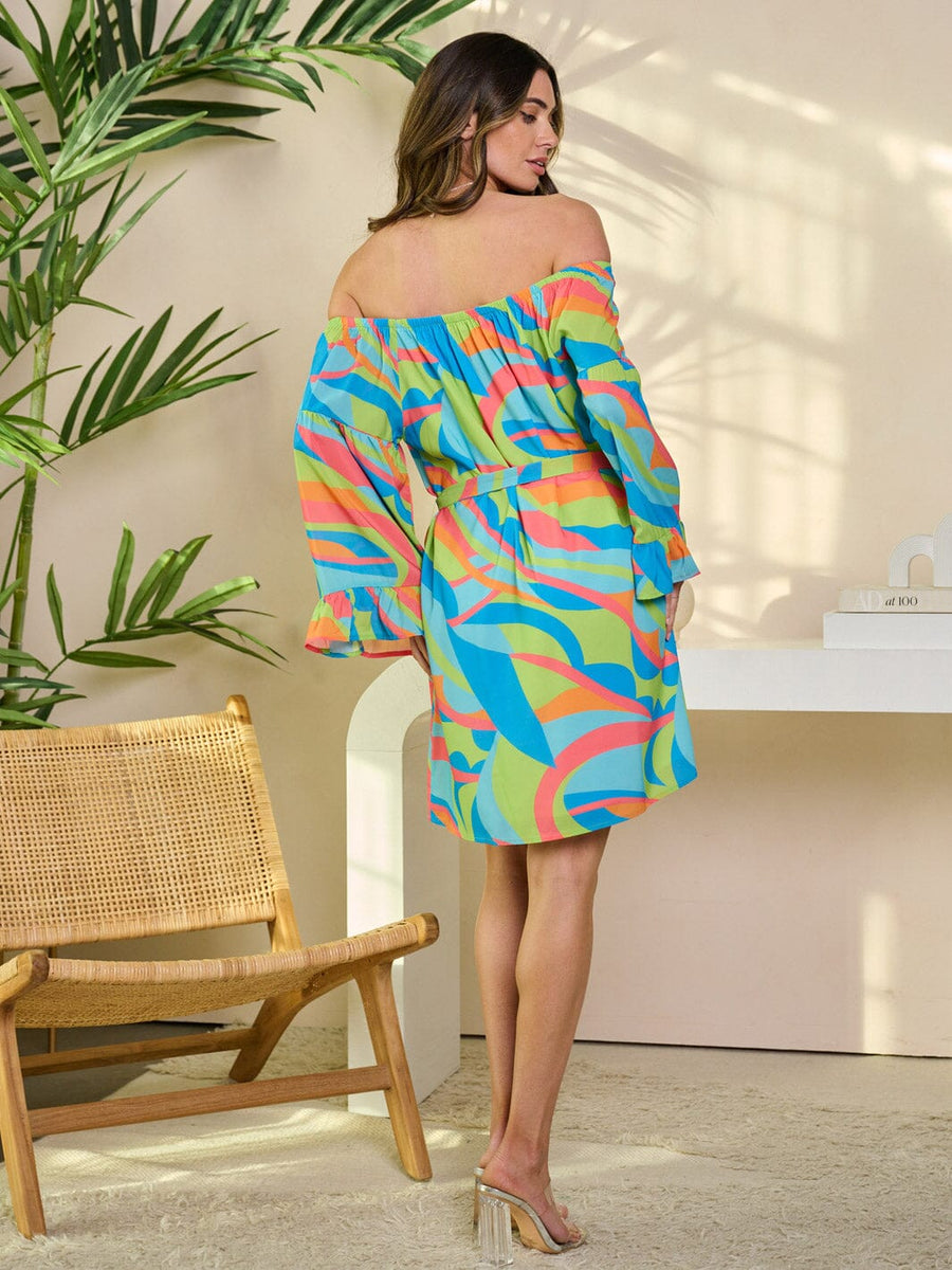 Kaleidoscope Dreams Off-Shoulder Dress
