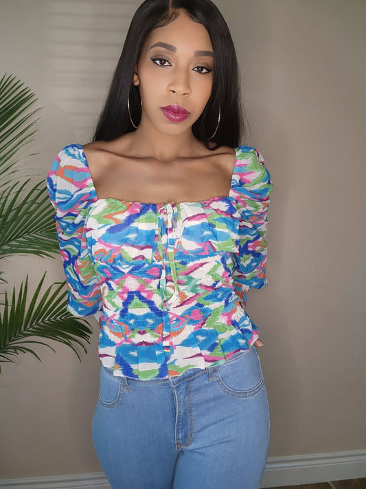 Color Pop Shirred Top