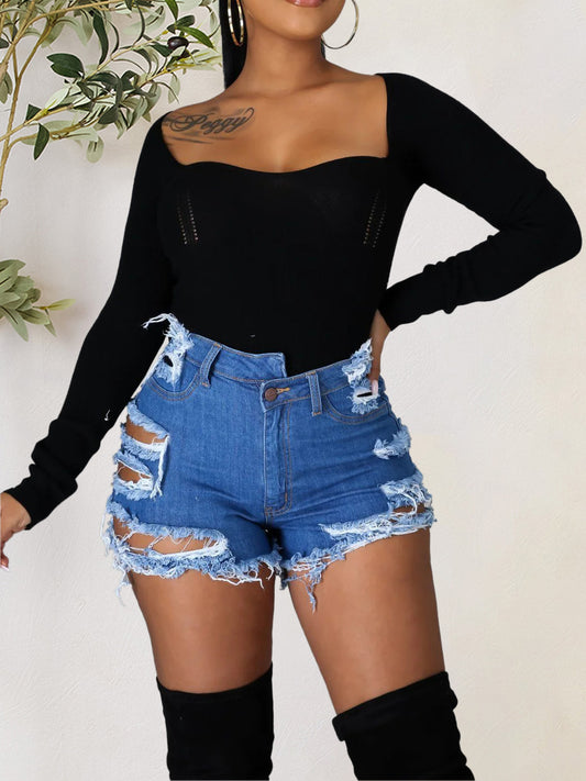 Raw Rebellion Distressed Denim Shorts