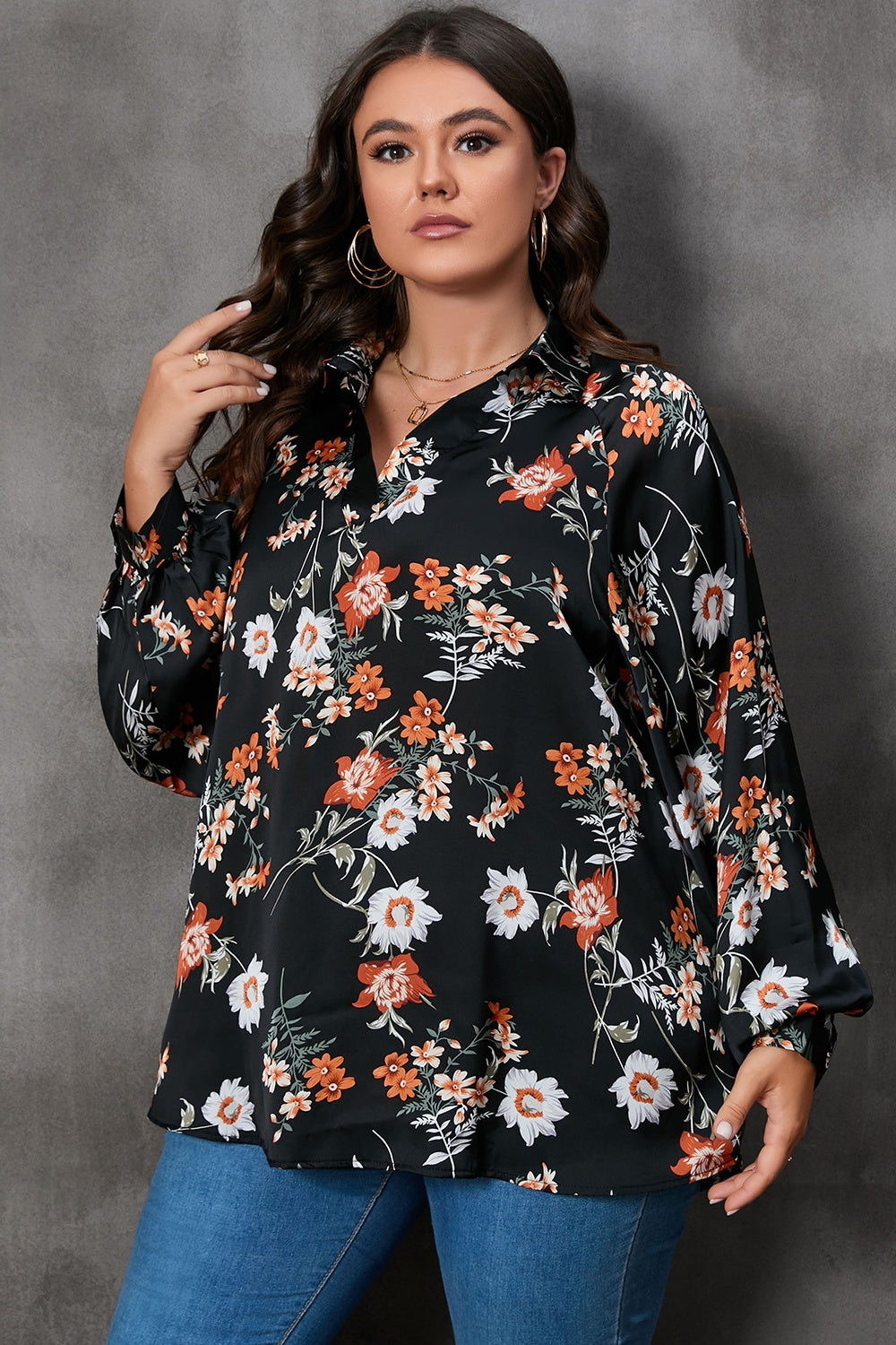 Taylor Curvy Printed Canvas Blouse