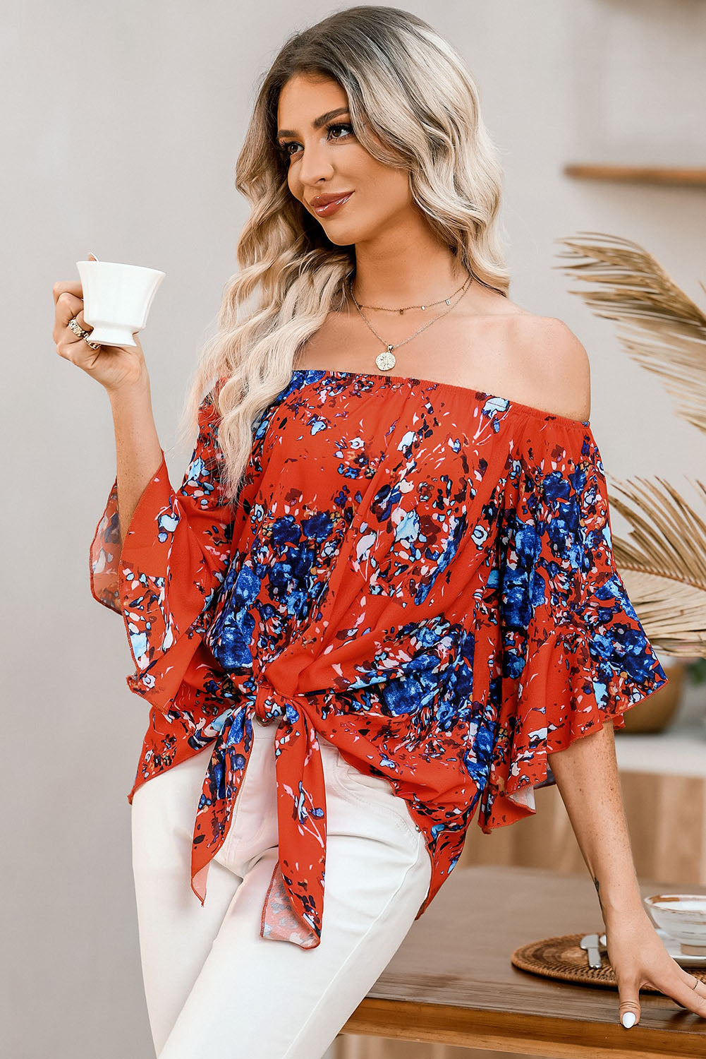 Floral Fantasy Half Sleeve Blouse