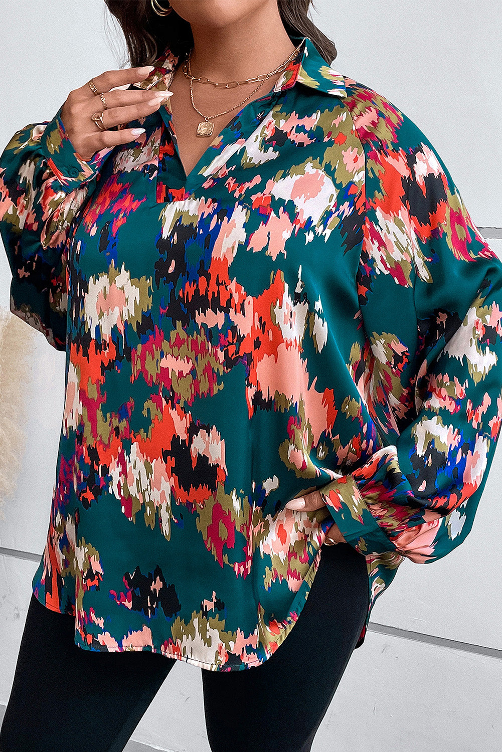 Taylor Curvy Printed Canvas Blouse