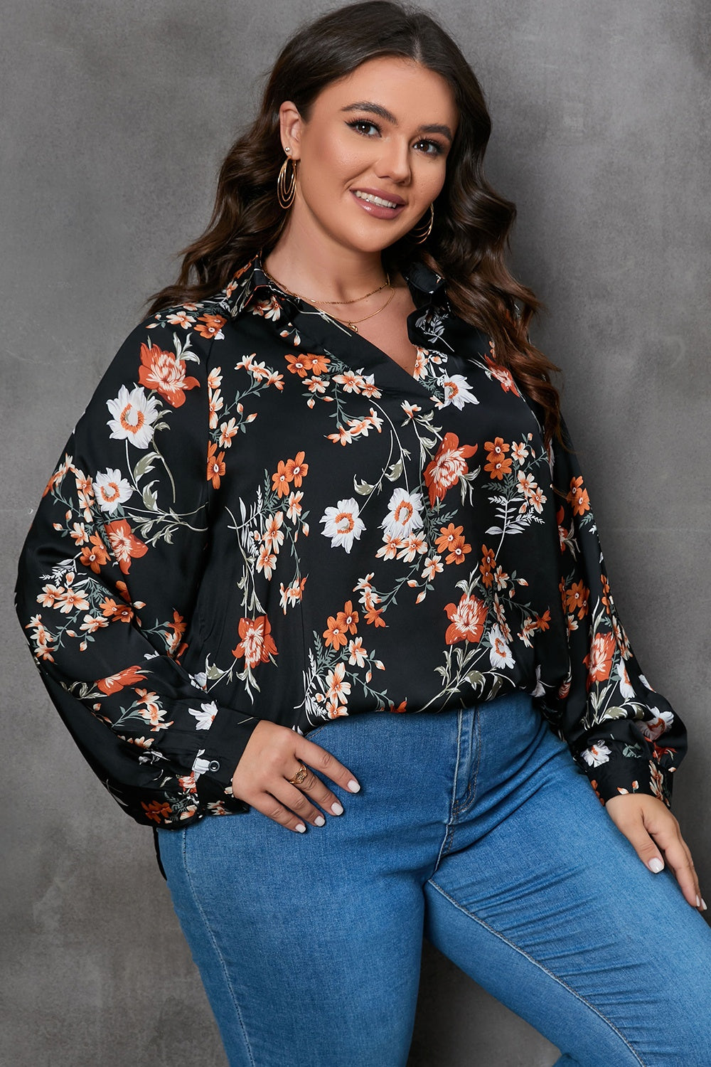 Taylor Curvy Printed Canvas Blouse