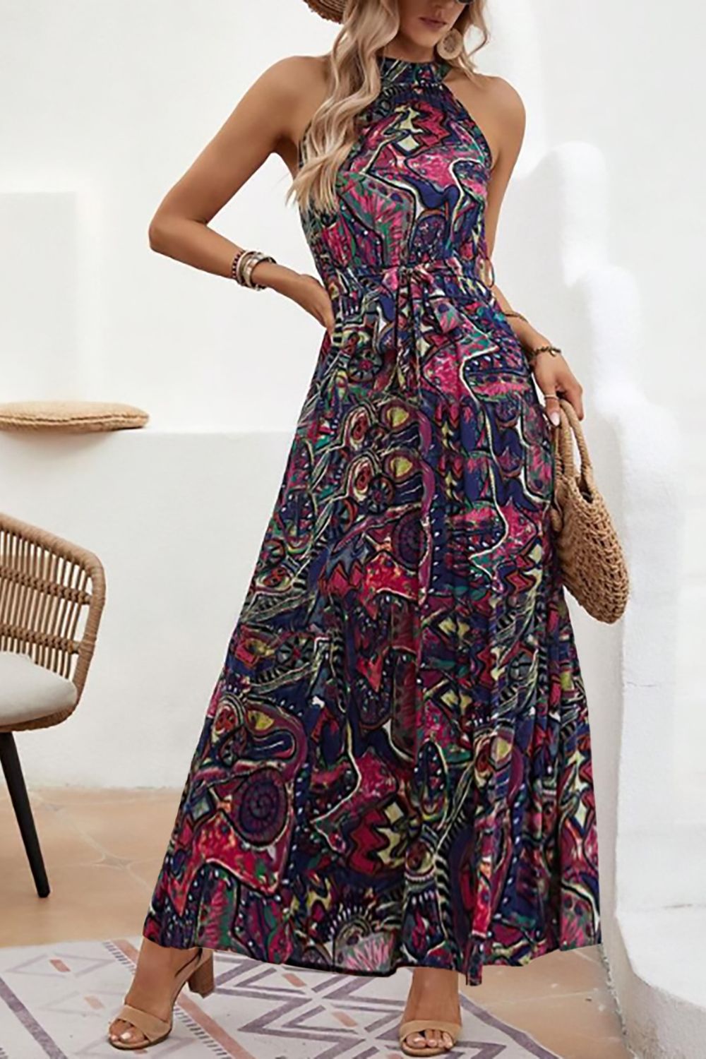 Garden Kiss Halter Maxi Dress