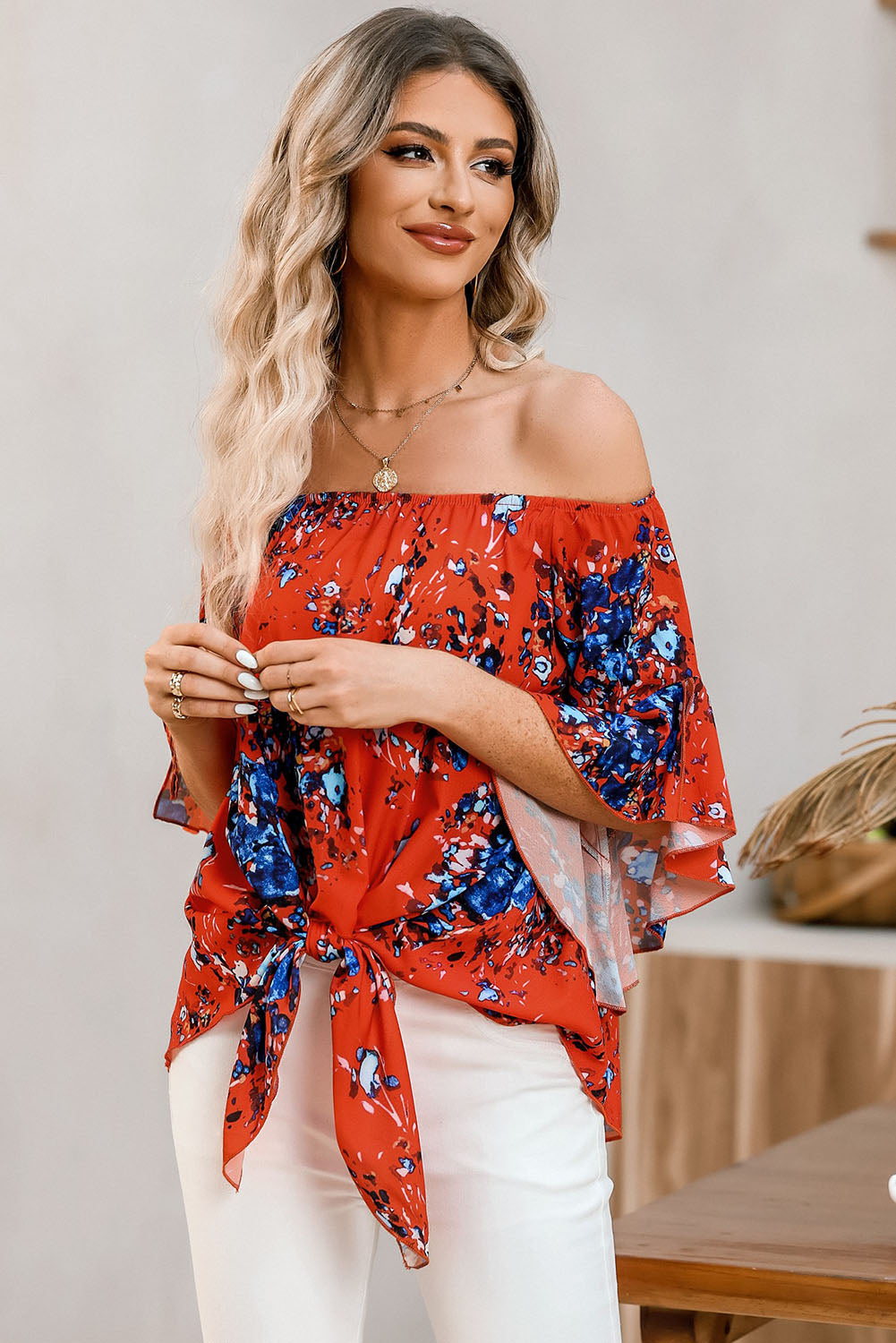 Floral Fantasy Half Sleeve Blouse