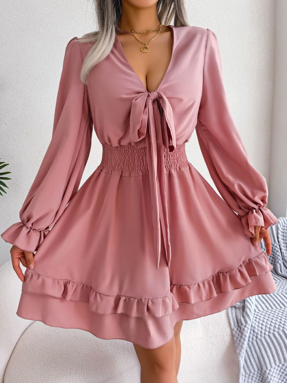 Knot in Bloom Smocked Waist Dress