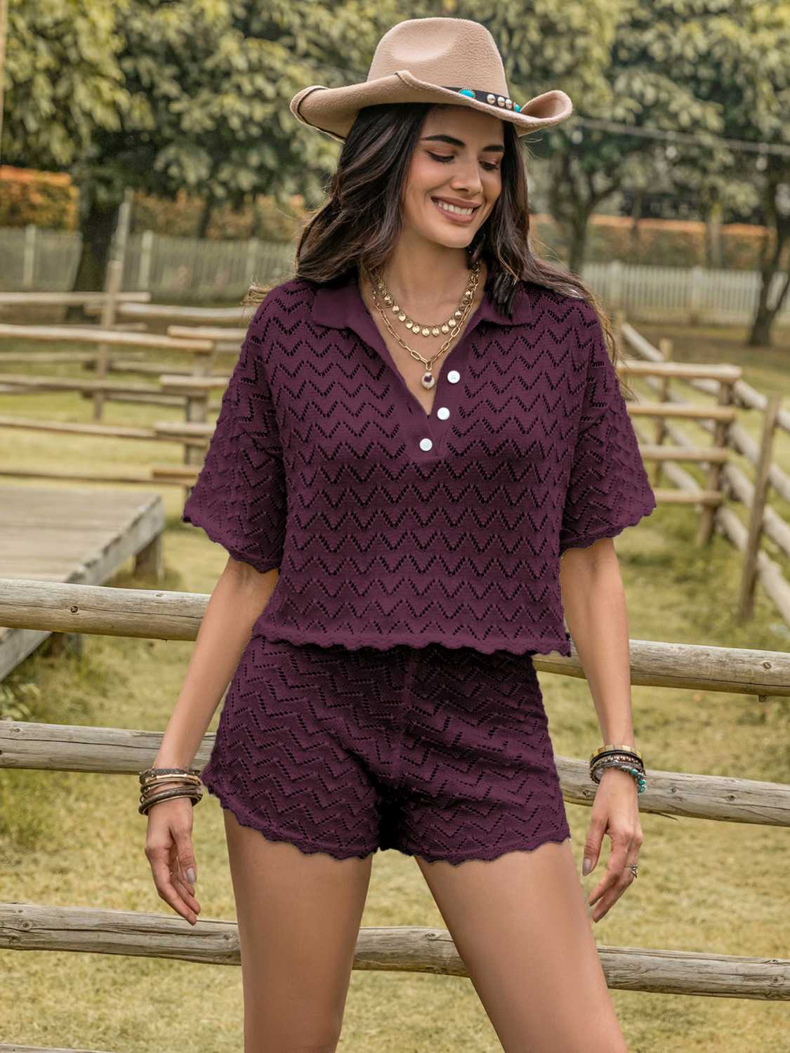 Allure Eyelet Shorts Set