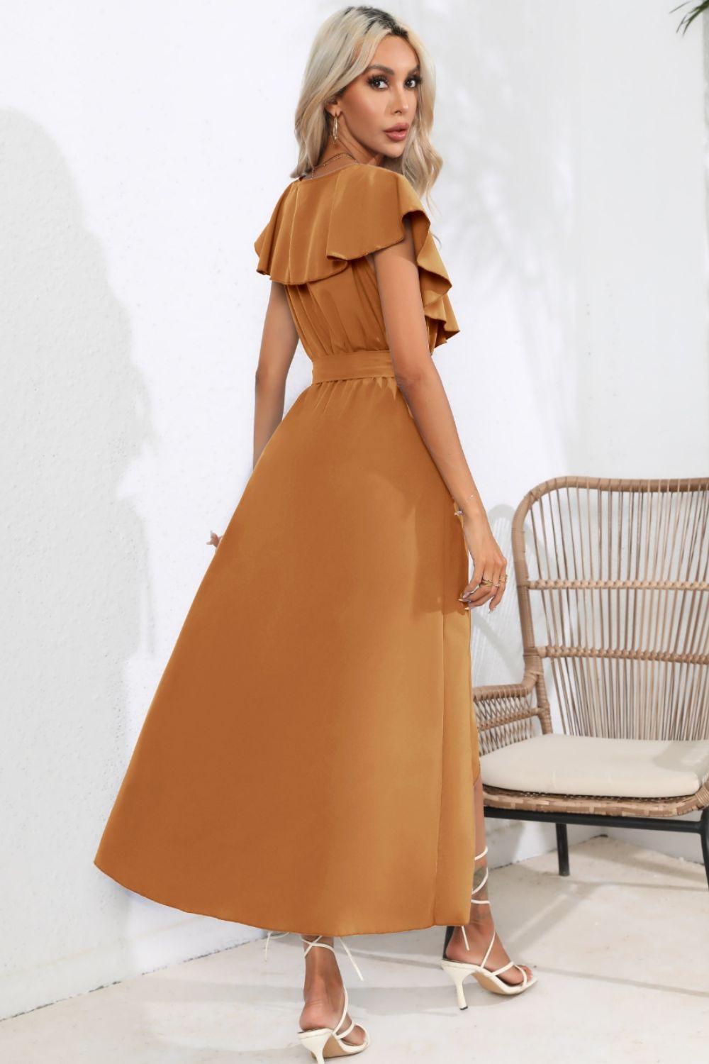 Chic Cascade Tied Midi Dress