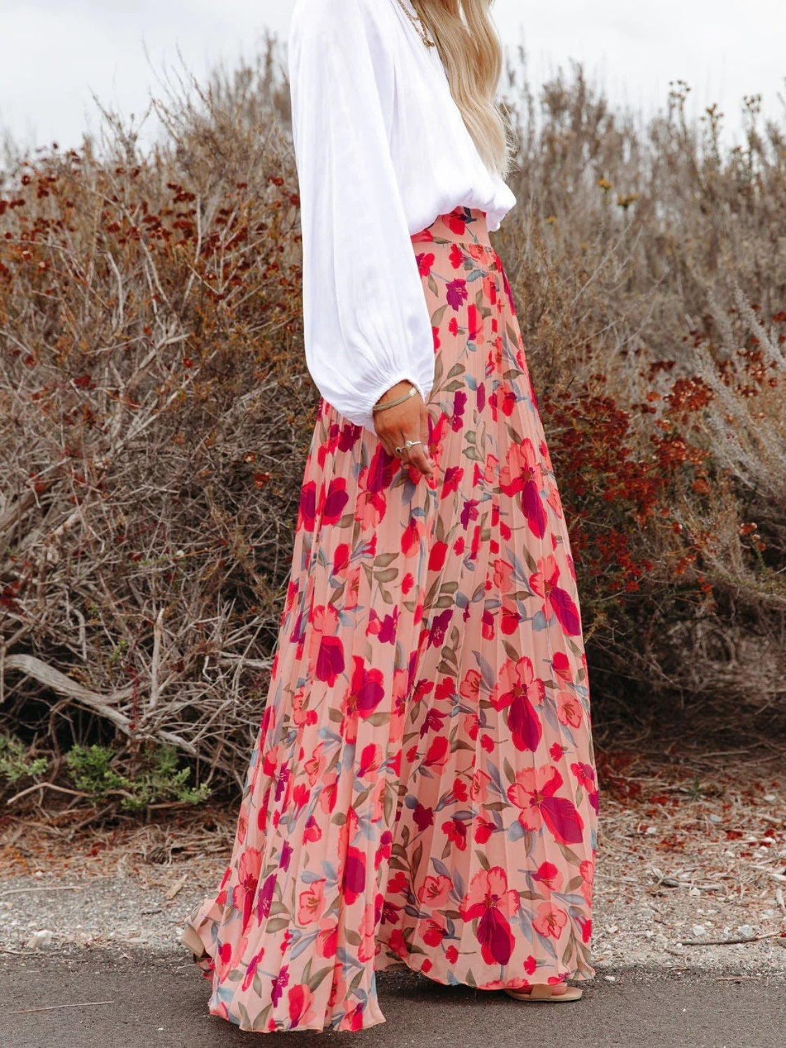 Strawberry Fields Pleated Maxi Skirt