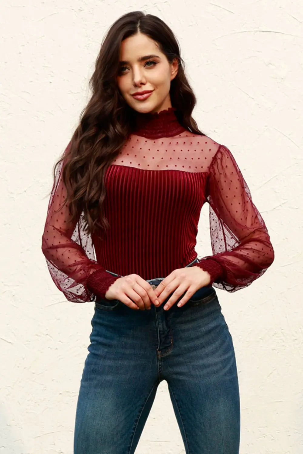 Velvet Whispers Mesh Sleeve Bodysuit