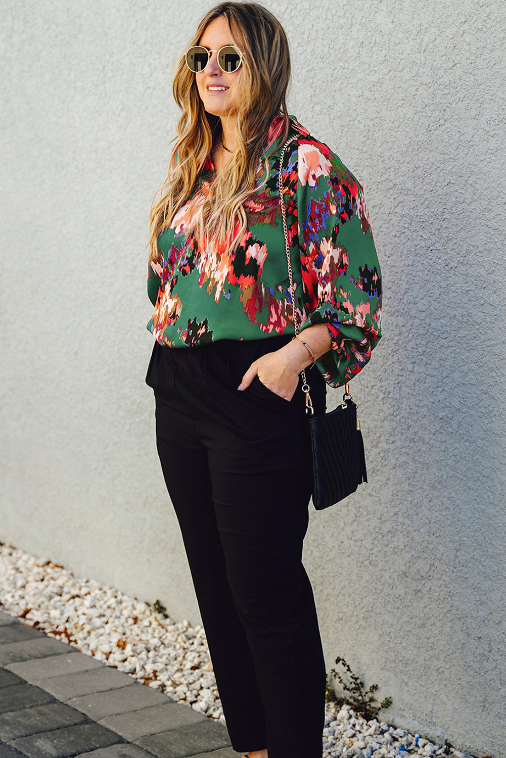 Taylor Curvy Printed Canvas Blouse