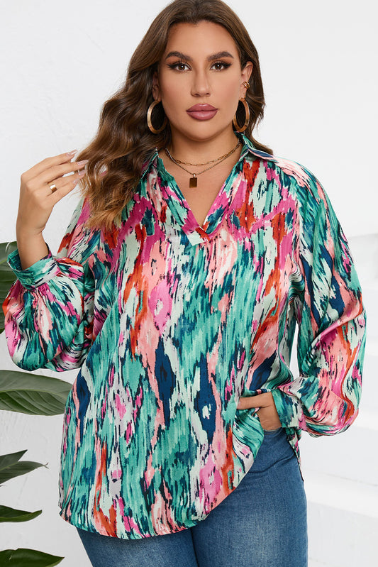 Taylor Curvy Printed Canvas Blouse