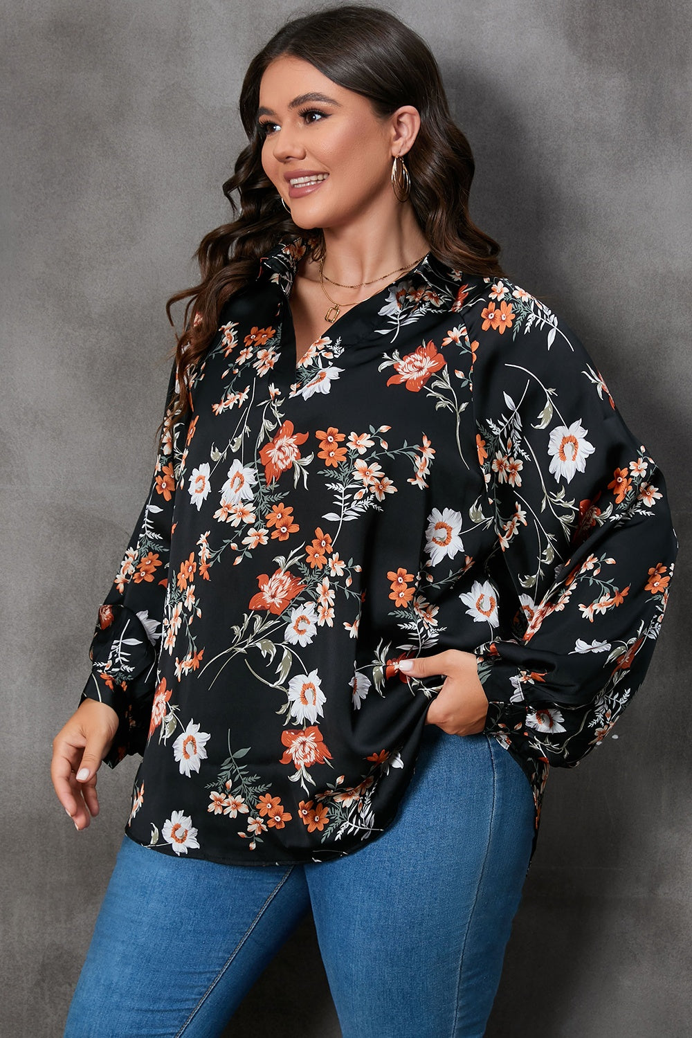 Taylor Curvy Printed Canvas Blouse
