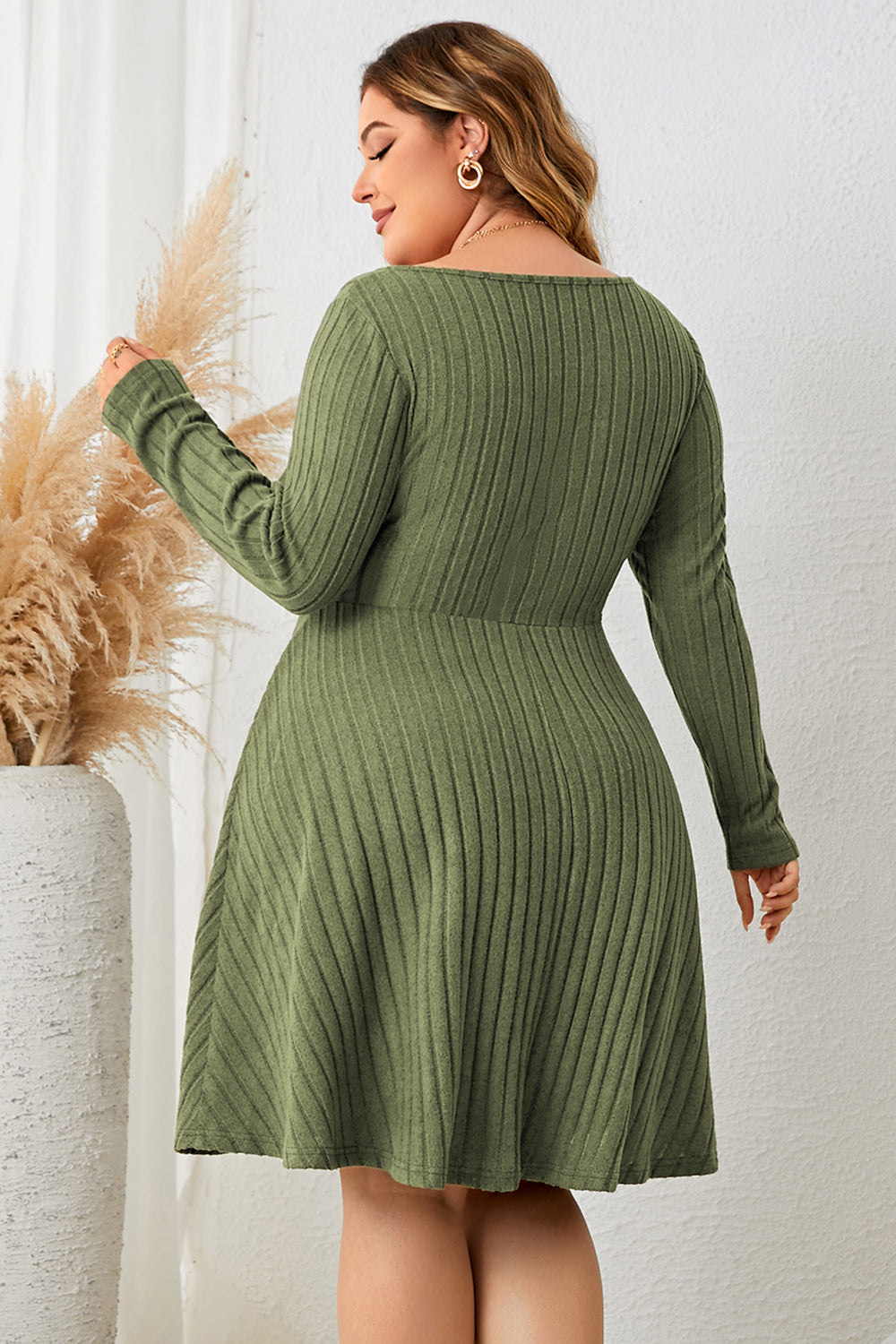 Matcha Dreams Sweetheart Ribbed Dress