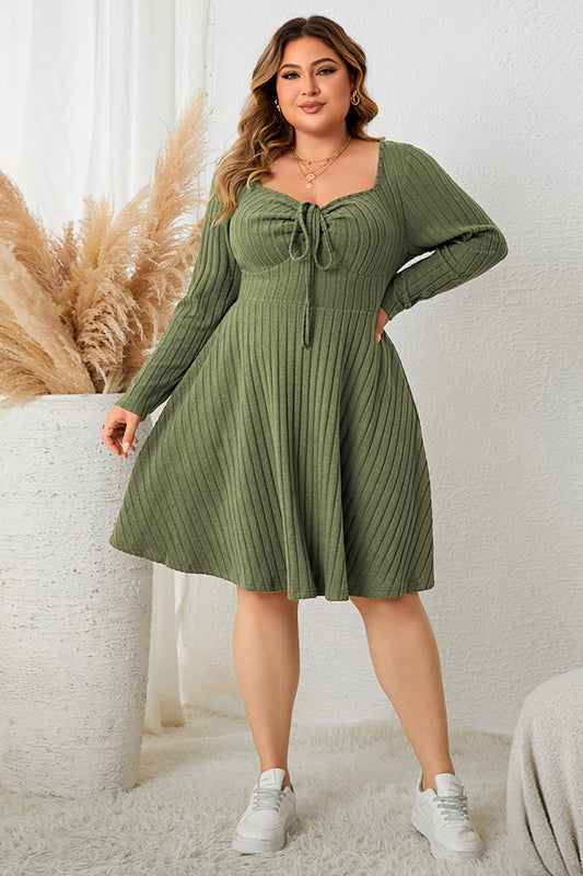 Matcha Dreams Sweetheart Ribbed Dress