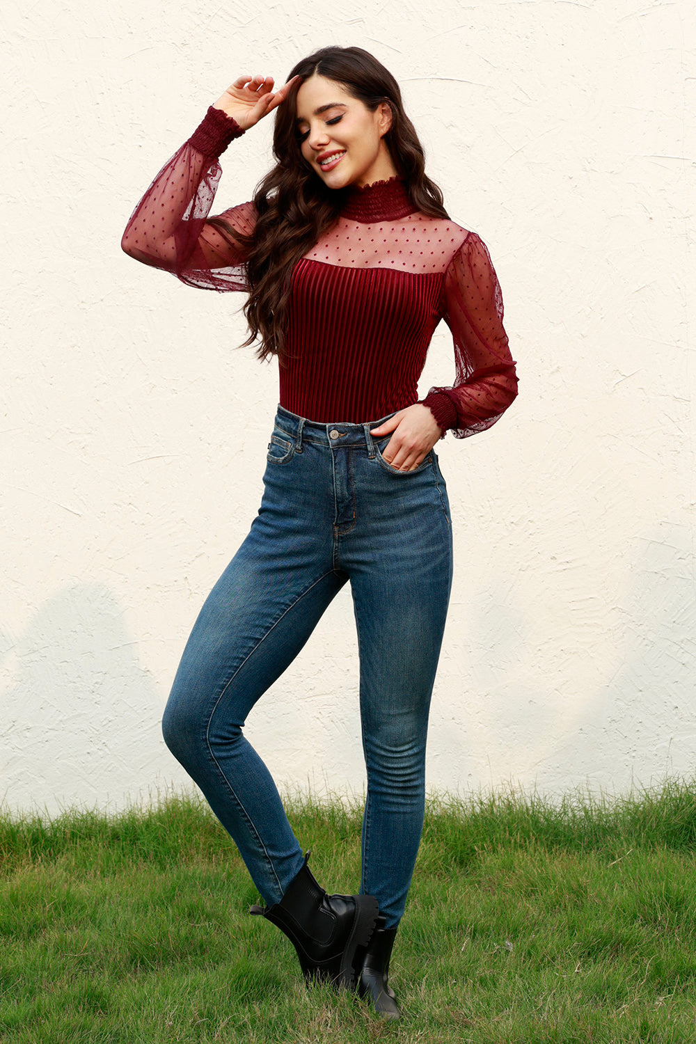 Velvet Whispers Mesh Sleeve Bodysuit