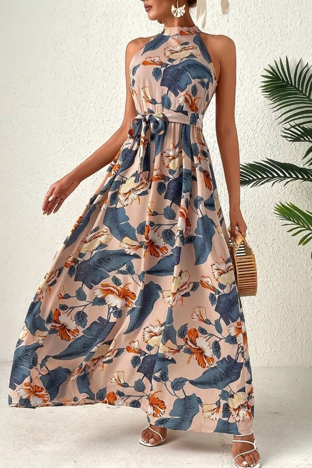 Garden Kiss Halter Maxi Dress