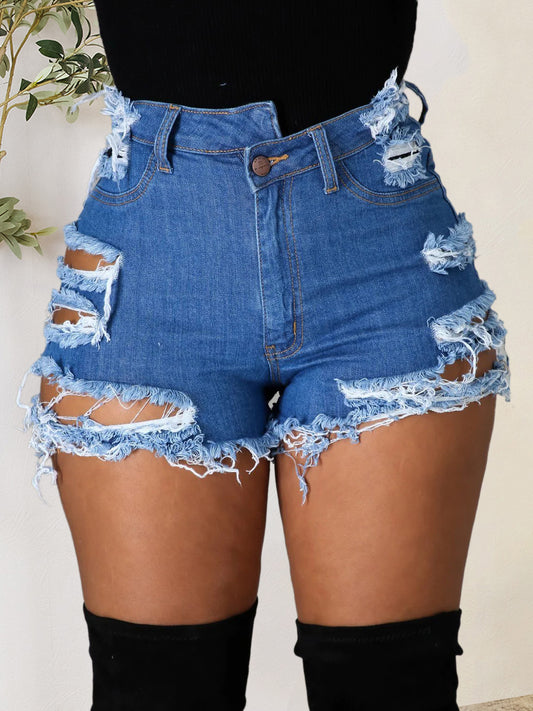 Raw Rebellion Distressed Denim Shorts