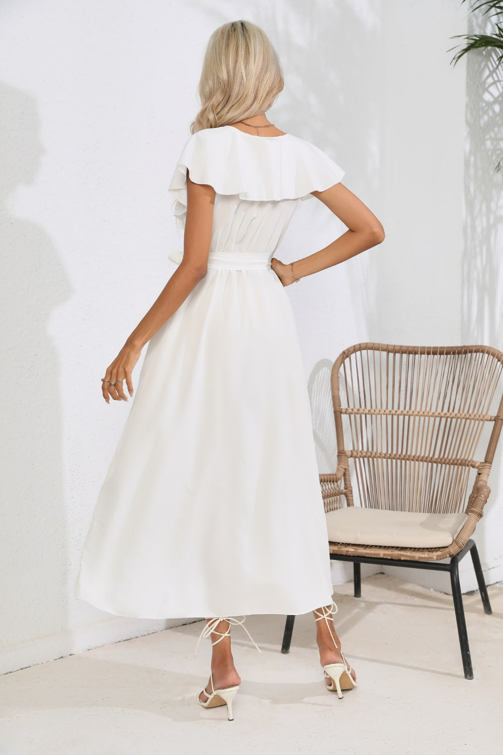 Chic Cascade Tied Midi Dress