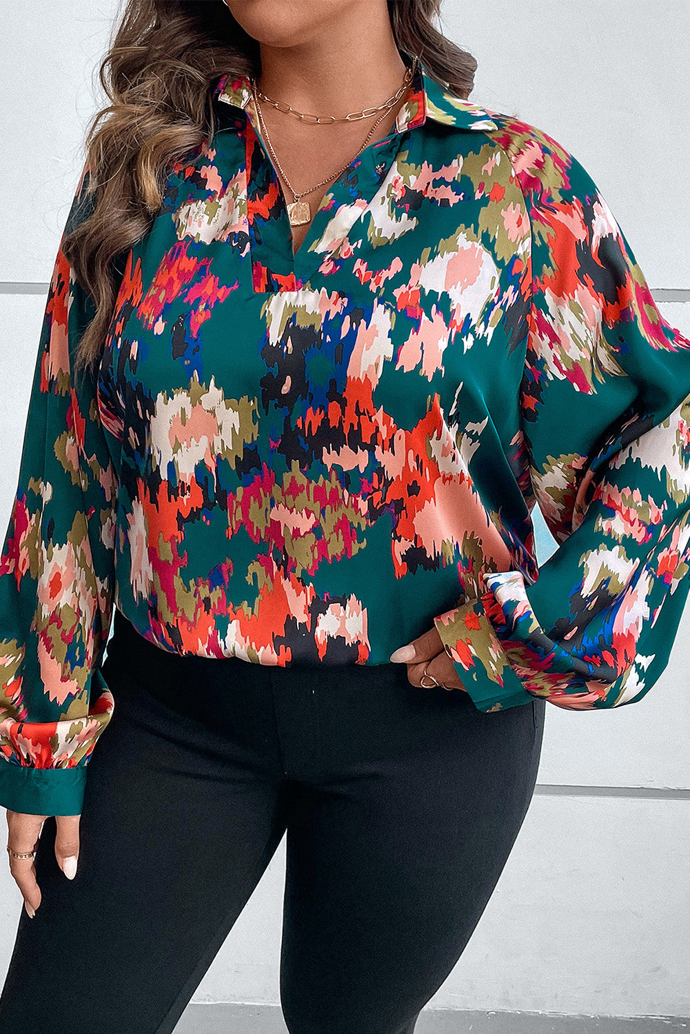 Taylor Curvy Printed Canvas Blouse