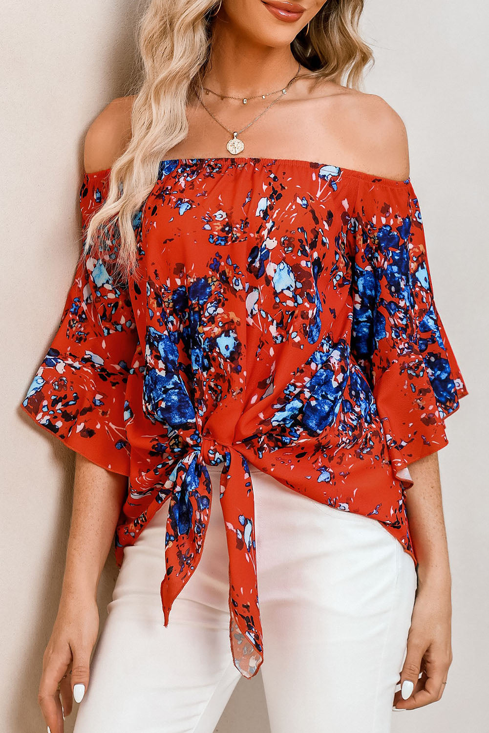 Floral Fantasy Half Sleeve Blouse