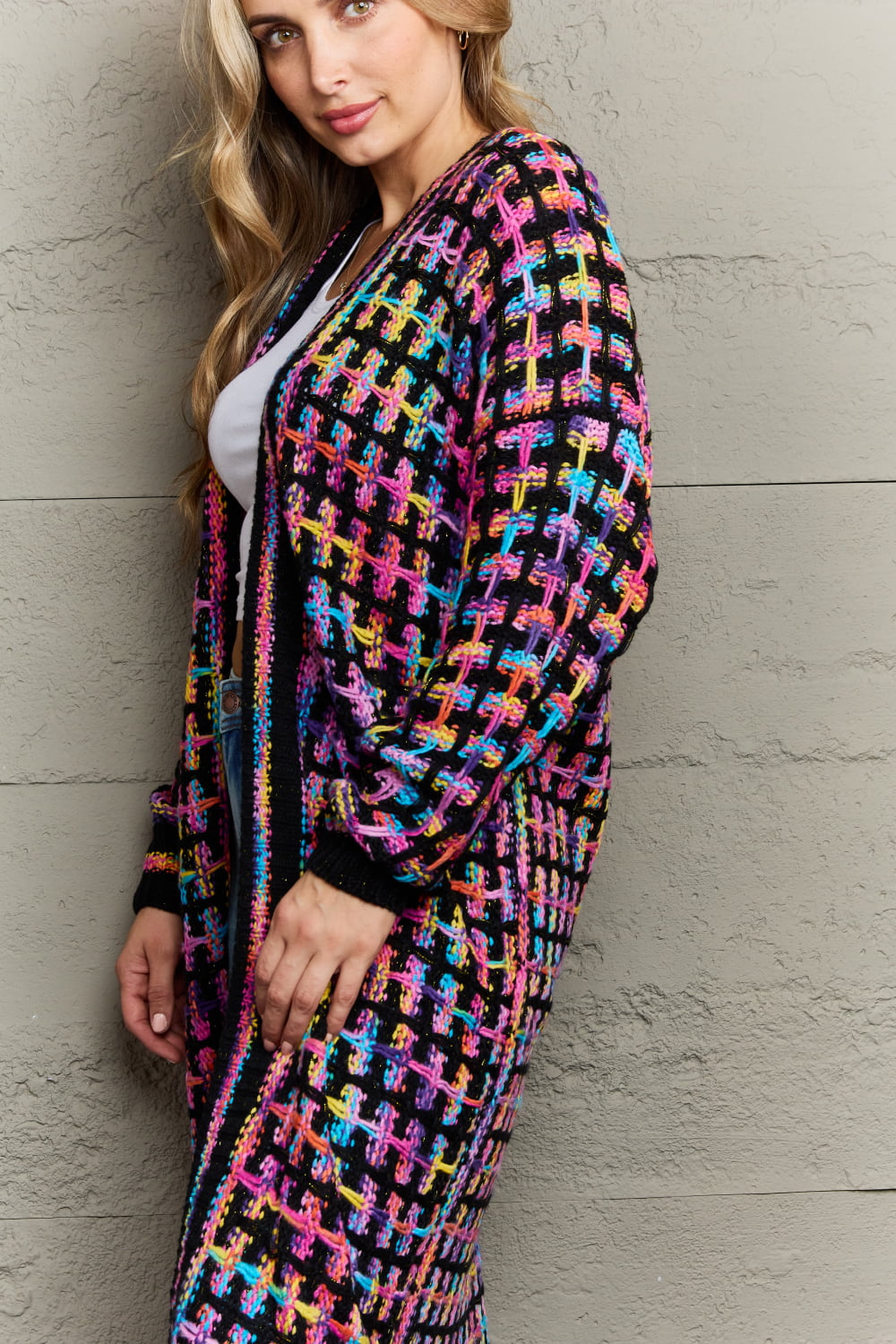 Kaleidoscope Fringe Long Cardigan