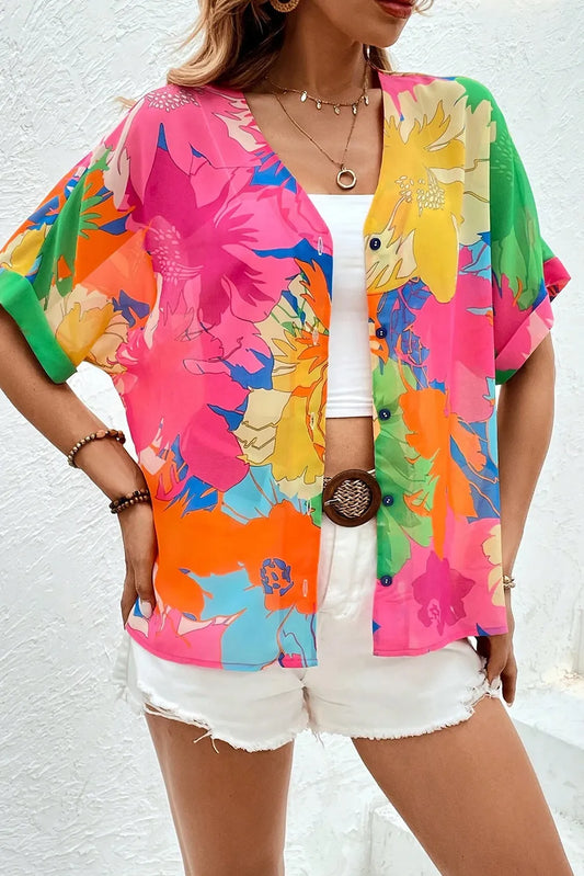 Bright Blooms Button-Up Top