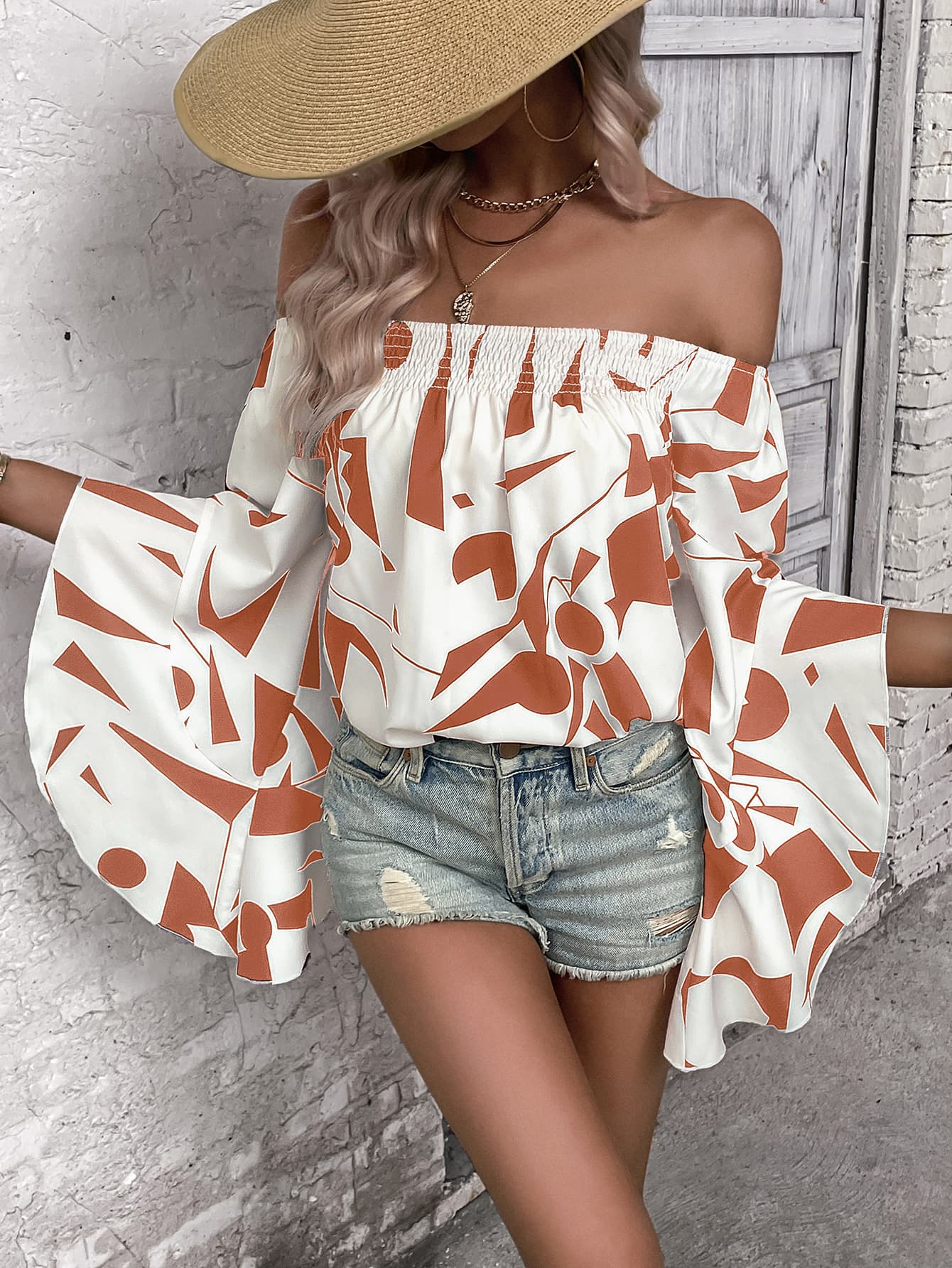 Mystic Maze Off-Shoulder Blouse