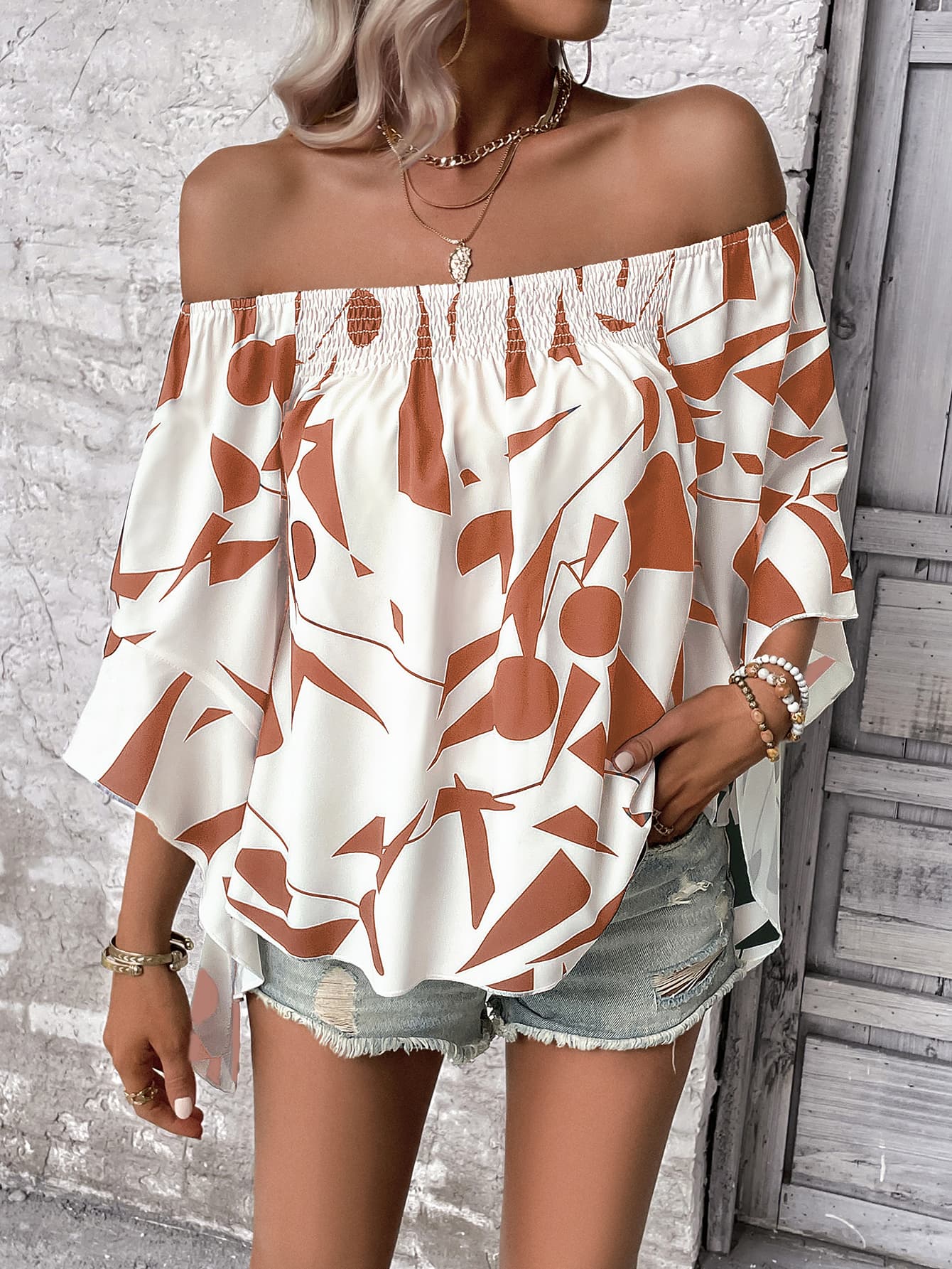 Mystic Maze Off-Shoulder Blouse