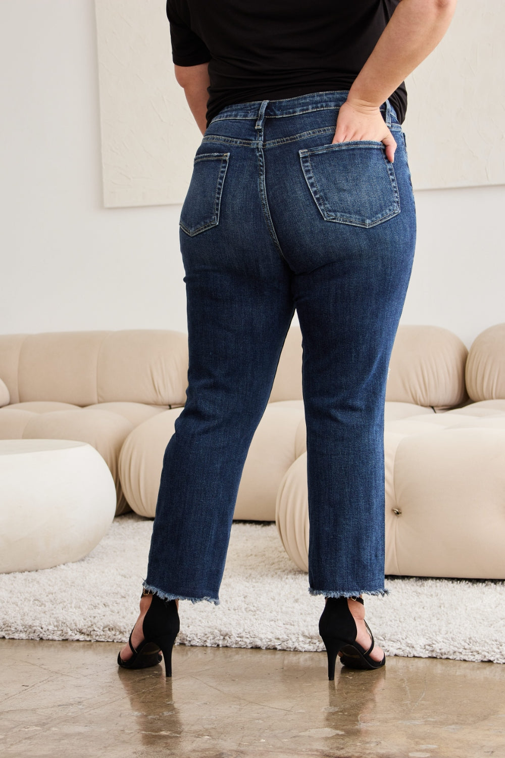 Sleek Control Distressed High Waist Jeans